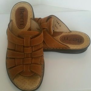 Born Tan Leather Sandals Euro 38 Womens Sz 8